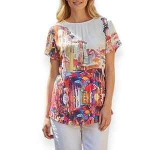 NWT Casual Express Village Colorful Graphic T-Shirt